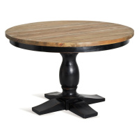 Estila Luxusný čierny okrúhly jedálenský stôl Zena Noir vo vintage štýle s vyrezávanou nohou a h
