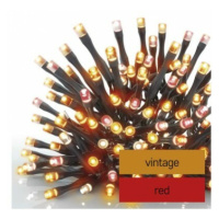LED vianočná reťaz pulzujúca, 12 m, vonkajšia aj vnútorná, vintage/červená, časovač (EMOS)