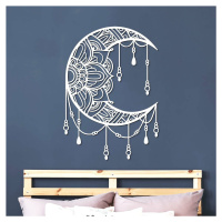Veľký lapač snov na stenu - Mandala Moon, Biela