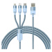 Kábel 3in1 USB cable Baseus StarSpeed Series, USB-C + Micro + Lightning 3,5A, 1.2m (Blue) (69321