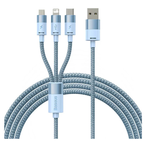 Kábel 3in1 USB cable Baseus StarSpeed Series, USB-C + Micro + Lightning 3,5A, 1.2m (Blue) (69321
