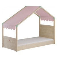 Domčeková posteľ so strieškou fairy i - dub svetlý/ružová