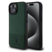 U.S. Polo PU Leather Mesh Pattern Double Horse Zadný Kryt pre iPhone 15 Green