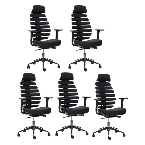 MERCURY 5PACK Ergonomická kancelárska stolička FISH BONES PDH čierny plast, čierna 26-60, 3D pod