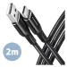 AXAGON BUCM-AM20AB cable USB-C  <-> USB-A, 2m, USB 2.0, 3A, ALU, braid, Black