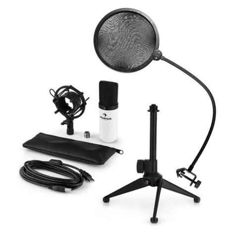 Auna MIC-900WH V2, USB mikrofónová sada, kondenzátorový mikrofón + pop-filter + stolný statív