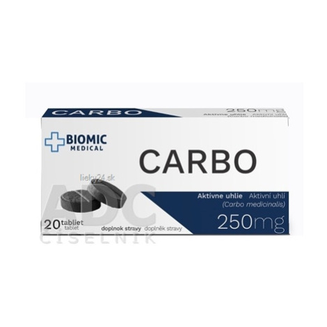 BIOMIC CARBO Aktívne uhlie 250 mg 20TBL