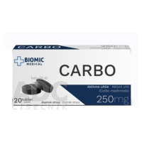 BIOMIC CARBO Aktívne uhlie 250 mg 20TBL