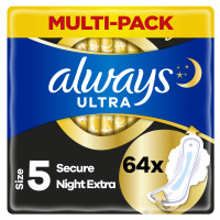 ALWAYS Ultra Secure Night Extra hygienické vložky s krídelkami 64 ks