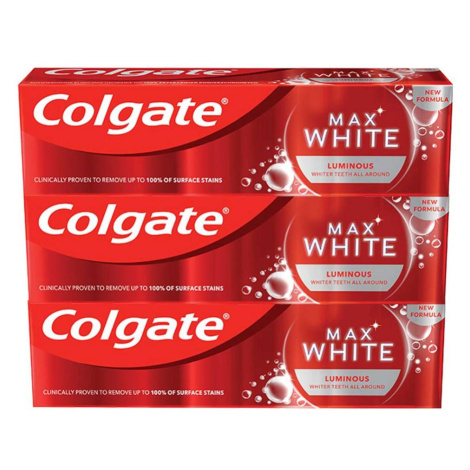 COLGATE Zubná pasta Max White Luminous 3 x 75 ml