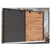 Šatník s posuvnými dverami Detroit, 250 cm, doskový dub / antracitová oceľ%