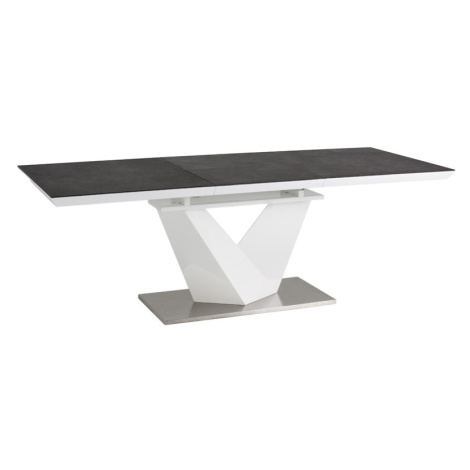 Signal Stôl ALARAS II čierny vzor kameňa / biely lak 120(180)x80