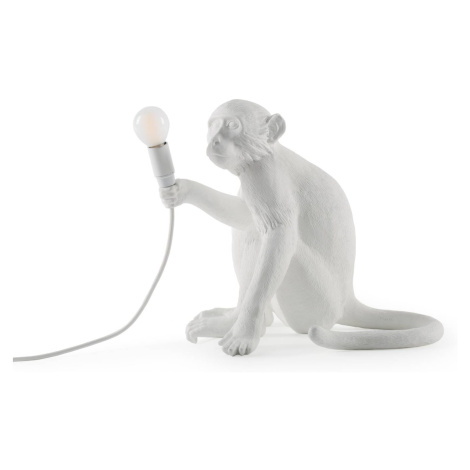 Stolová LED lampa Monkey Lamp, biela, sediaca SELETTI
