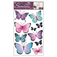 Samolepky na stenu motýle modrofialoví 50 x 32 cm