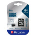 Karta VERBATIM MicroSDXC 64GB Pro, U3 + adaptér