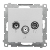 Anténna zásuvka R-TV-SAT koncová/zakončená, prístroj s krytom, hliník matný