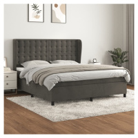 vidaXL Posteľný rám boxspring s matracom tmavosivý 160x200 cm zamat