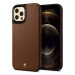 Spigen kryt Leather Brick pre iPhone 12/12 Pro - Saddle Brown