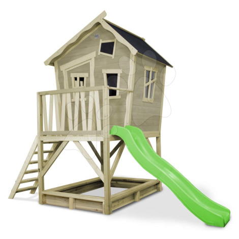 Domček cédrový na pilieroch Crooky 500 Exit Toys s vodeodolnou strechou 1,75 m šmykľavkou a pies