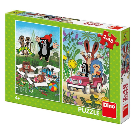 Dino Krtko sa raduje puzzle 2 x 48 dielikov