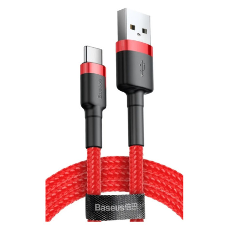 Kábel Baseus Cafule CATKLF-C09, USB na USB-C 3A, 2m, červený