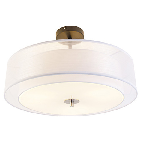 Moderné stropné svietidlo biele 50 cm 3-svetlo - Drum Duo QAZQA