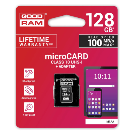 Pamäťová karta 128 GB microSD GOODRAM Class 10 UHS I + adapter