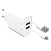 FIXED sieťový adaptér Smart Rapid Charge 15 W 2xUSB s káblom USB/microUSB biely