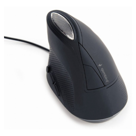 GEMBIRD myš MUS-ERGO-03, Vertikální - Ergonomická, drátová USB, podsvícená, šedá