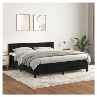 vidaXL Posteľný rám boxspring s matracom čierny 160x200 cm zamat