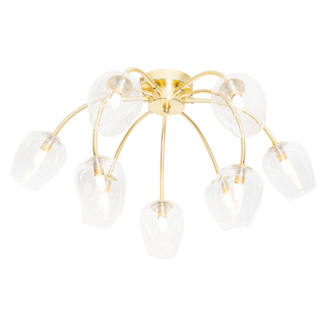 Klasické stropné svietidlo zlaté so sklom 9 svetiel - Elien QAZQA
