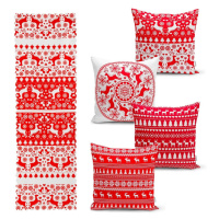 Súprava 4 vianočných obliečok na vankúš a behúň na stôl Minimalist Cushion Covers Christmas