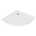 MEXEN/S - Flat sprchová vanička štvrťkruhová slim 70 x 70, biela + zlatý sifón 41107070G