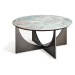 Estila Luxusný okrúhly konferenčný stolík Costa Brava s mramorovou doskou a dizajnovými prekríže