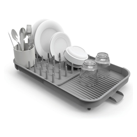 Sivý nastaviteľný plastový odkvapkávač 34x37 cm Duo – Joseph Joseph