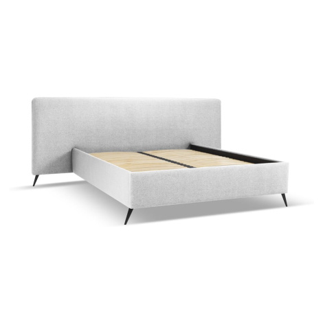 Svetlosivá čalúnená dvojlôžková posteľ s úložným priestorom a roštom 180x200 cm Walter – Milo Ca Milo Casa