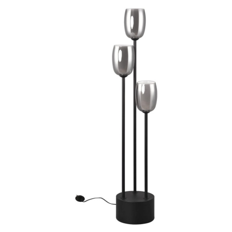 Stojacia lampa so skleneným tienidlom v čierno-striebornej farbe (výška 140 cm) Barret – Trio Se