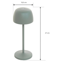 Lindby LED dobíjacia stolová lampa Arietty, zelená, sada 3 ks, hliník