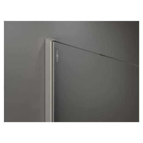 Mexen Kioto, 2-stenová sprchová zástena Walk-In 130 x 115 cm, 8mm číre sklo, brúsená oceľ profil