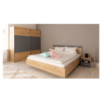 Spálňový komplet (posteľ 160x200 cm), dub artisan/grafit, GABRIELA NEW