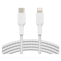 Belkin BOOST Charge Braided USB-C/Lightning odolný kábel, 2m, biely