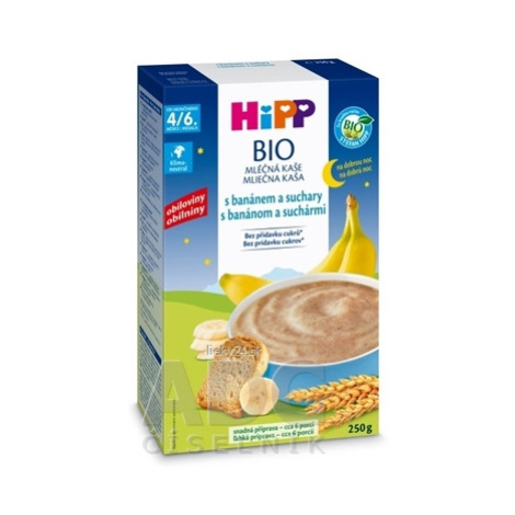 HiPP BIO Mliečna KAŠA Dobrú noc s banán.a suchármi 250G