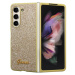 Guess PC/TPU Glitter Flakes Metal Logo Zadný Kryt pre Samsung Galaxy Z Fold 5 Gold