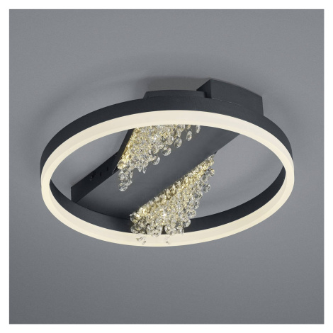 LED stropné svietidlo Dunja s krištáľovým vzhľadom čierne