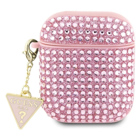 Púzdro Guess AirPods 1/2 cover pink Rhinestone Triangle Charm (GUA2HDGTPP)