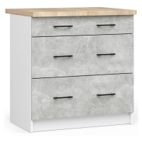 Kuchyňská skříňka Olivie S 80 cm 3S bílá/beton/dub sonoma