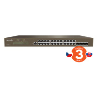 Tenda TEG5328F Managed L3 Gigabit Switch, 24x RJ45 10/100/1000 Mb/s, 4x SFP 1 Gb/s, Fanles