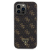 Guess PU Leather 4G Triangle Metal Logo Zadný Kryt pre iPhone 14 Pro Max Black