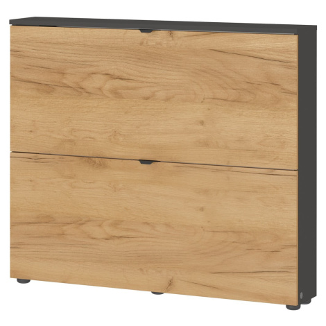 Výklopná závesná skrinka na topánky v dekore duba v antracitovo-prírodnej farbe 100x85x19 cm Ren Germania