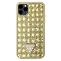 Guess Rhinestones Triangle Metal Logo Kryt pre iPhone 11 Pro Max, Zlatý